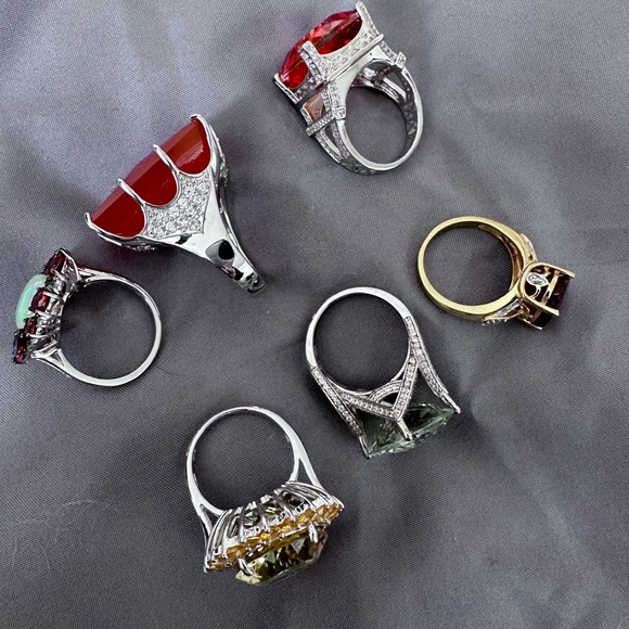 Lot of 6 large stone cocktail rings - Picture 6 of 12